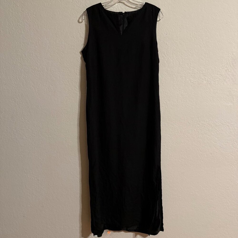 Talbots Black Linen Maxi Dress Size 12 Corporate Career Whimsigoth‎ Coast